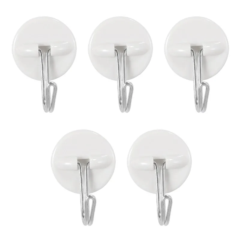 5pcs White Wall Hooks Hangers Self Adhesive Door Wall Hangers Hooks Suction Heavy Load Rack for Kitchen Bathroom Accessories