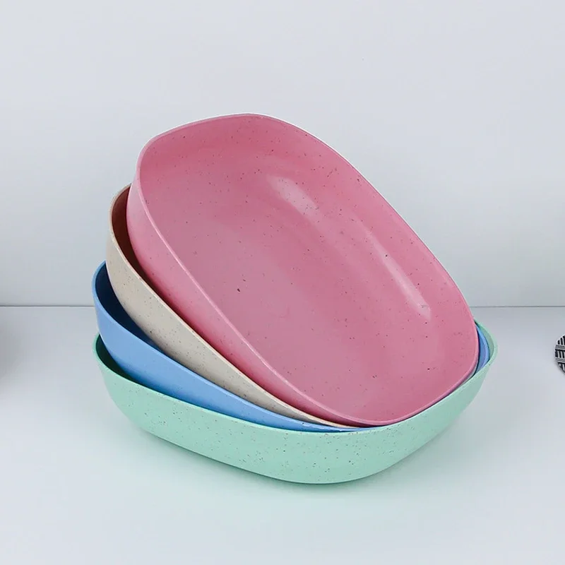 

Household Bone Spitting Dish Dining Table Fruit Snack Tray with Plastic Small Garbage Residue Emerald Green Wheat Straw Snacks
