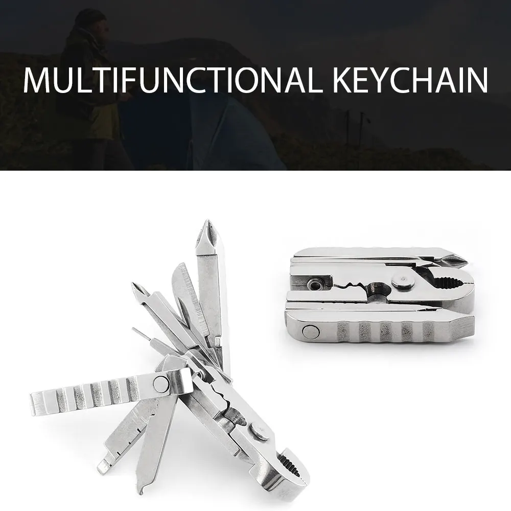 

Outdoor Mini Folding Muilti-functional Plier Clamp Keychain Outdoor Hiking Tool Pocket Multitools Knife Hand Tools