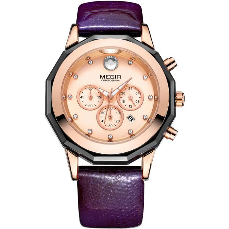 

Ladies Watch for Women MEGIR Mens Watches Top Brand Luxury Fashion Sports Waterproof Female Clock Simple Multifunctional Diamond