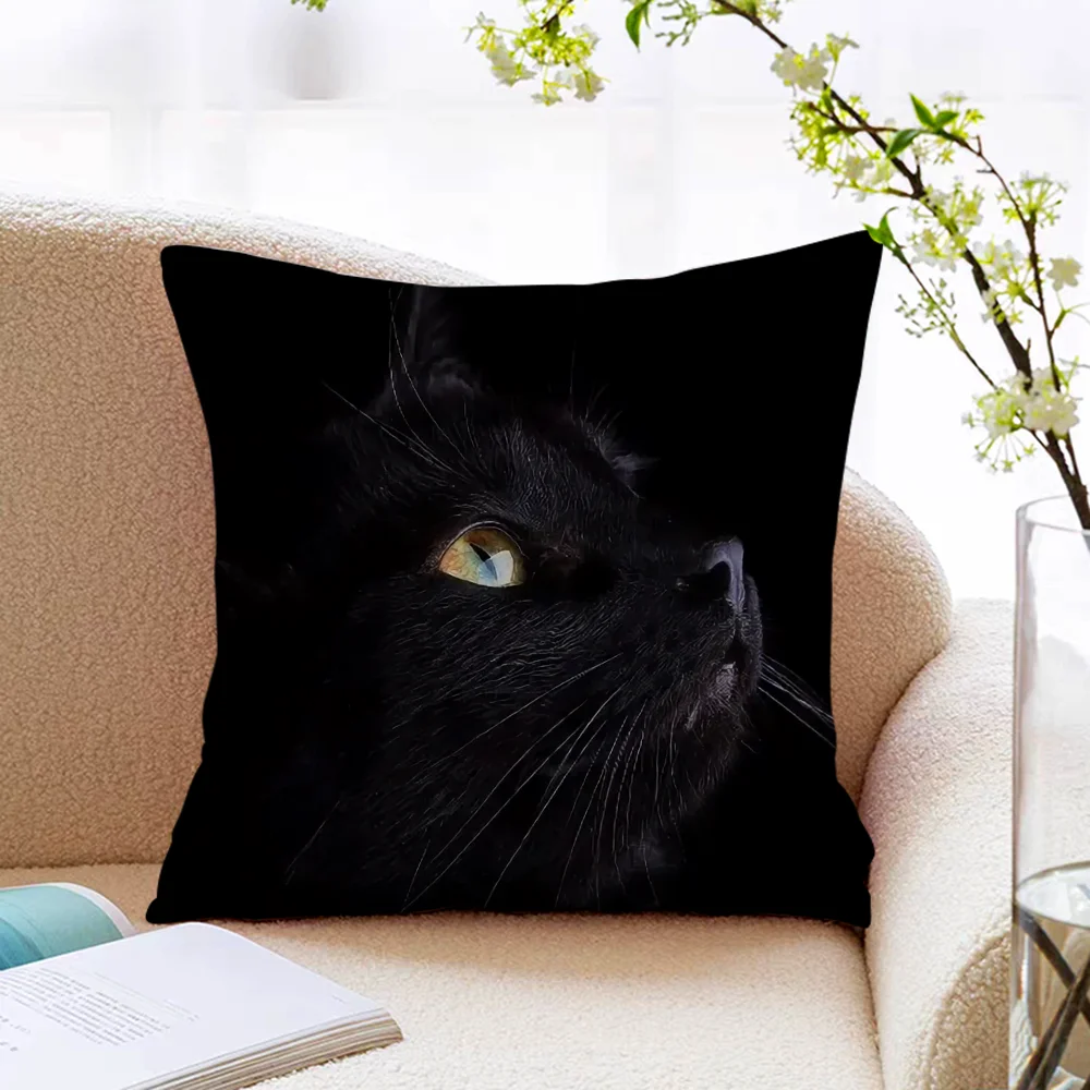 

Black Cat Sofa Cushion Cover 45x45cm Short Plush Pillowcase 40*40 Covers for Bed Pillows Pillow Hugs Cushions Pillowcases 40x40