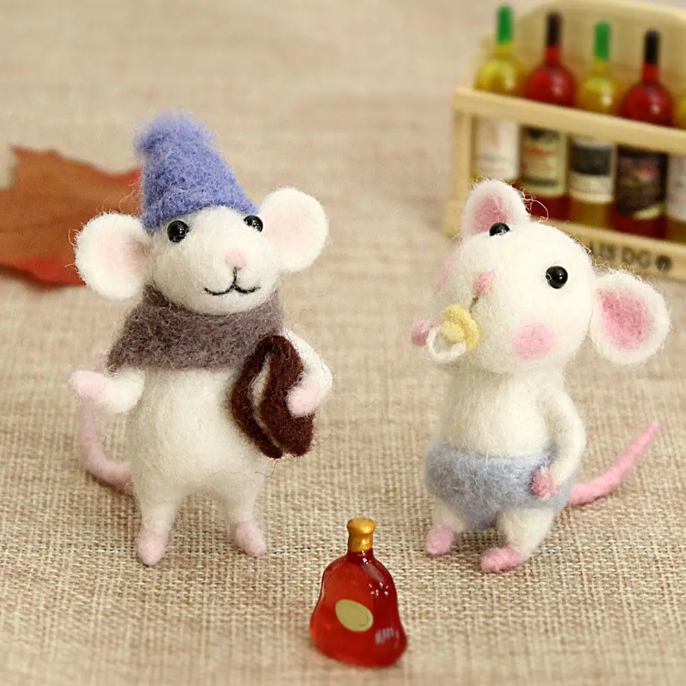 Cute Wool Felting Package Material Animal Handmade Toy Non-Finished DIY Arts Crafts Needlework Yarn Needle Felting Starter Kit