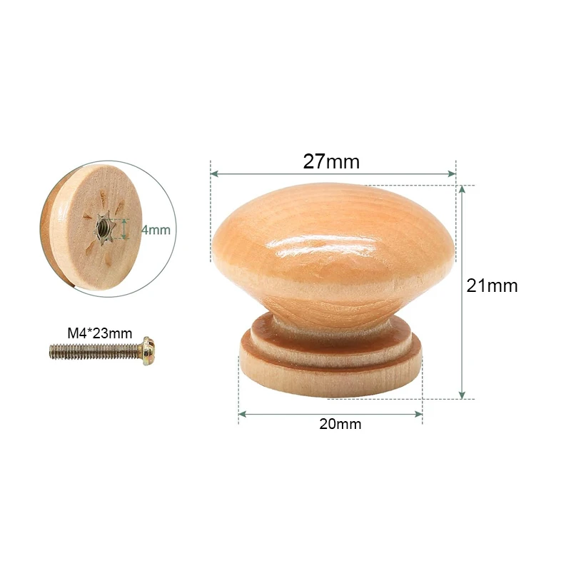 Description Picture 5 of item10Pcs Natural Wood Dresser Knobs, Round Wooden Cabinet Knobs, Mushroom Shape Drawer Knobs Pulls for Cabinets, Cupboard