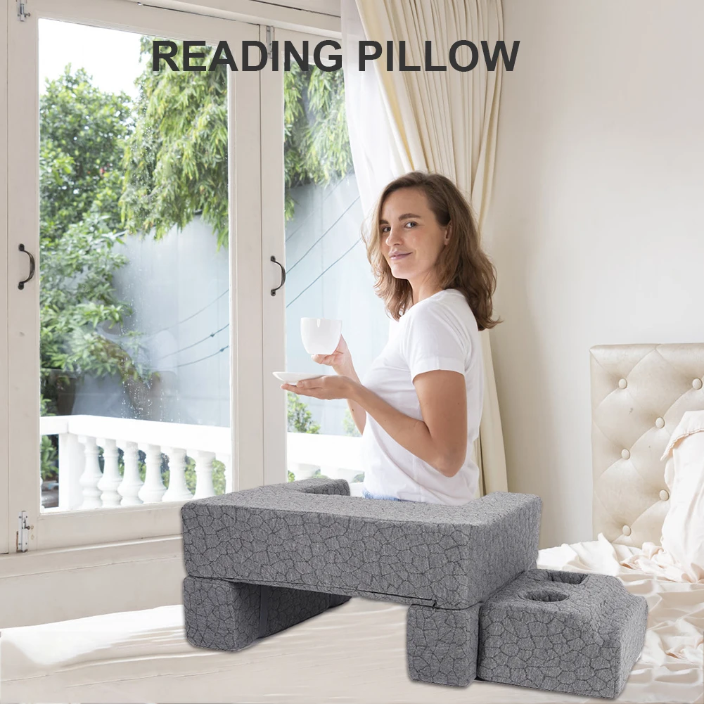 Extra Large Reading & Gaming Pillow with Cup Holder Adjustable for Reading Gaming Working and More for Sitting in Bed Floor Sofa