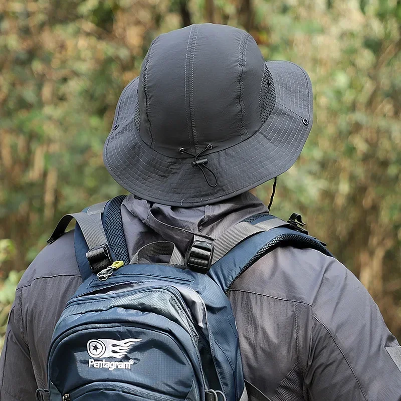 60-65cm XXL Big Head Hat Men Summer Outdoor Jungle Fisherman Cap Lightweight Sunscreen Quick-drying Sun Bucket Hats 2