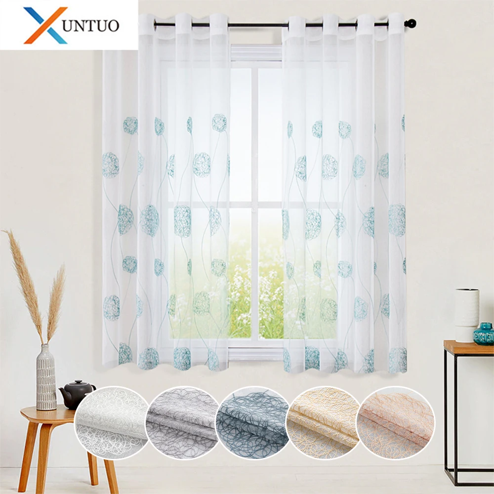 Home Kitchens Short Curtains Embroidered Window Drapes For Living Room Decor 