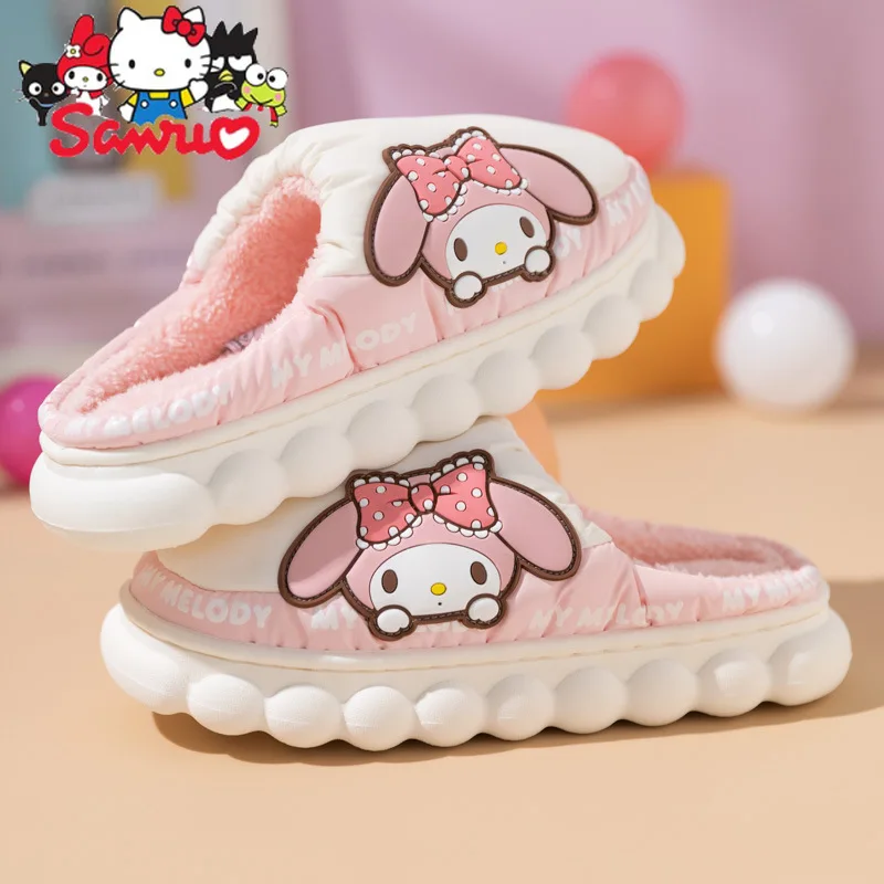 

Sanrio Melody Kuromi Hello Kitty Cinnamoroll почтовые осенние/зимние теплые женские домашние туфли на мягкой подошве