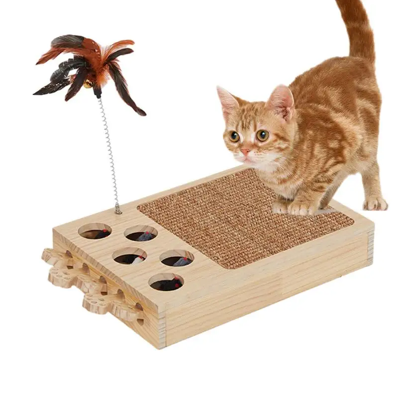 

Cat Scratching Pad Soft Feather Interactive Cat Scratch Board Cat Toys Grinding Nail Scraper with Whack Mole pet supplies
