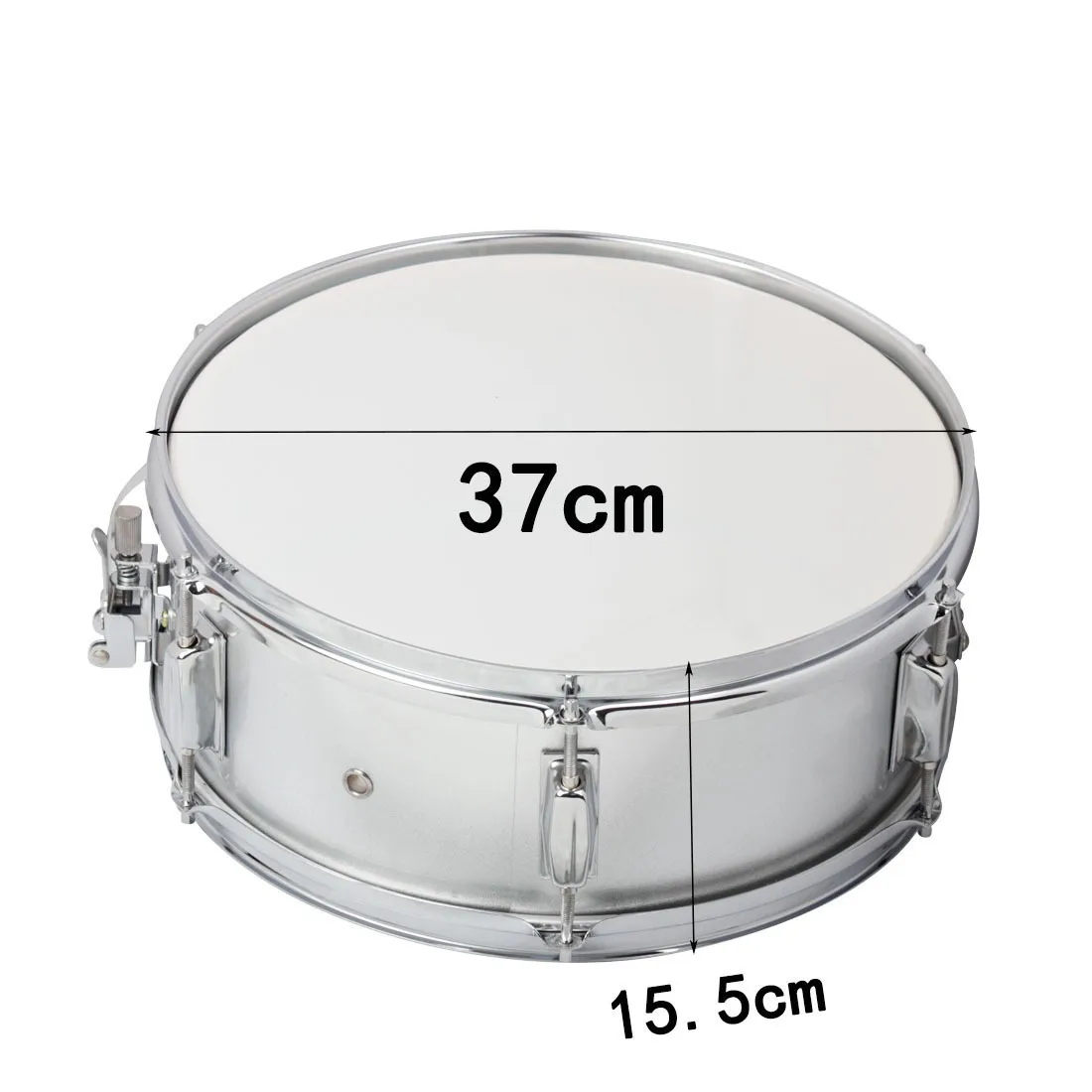 Snare Drum 14in Stainless Steel for Military Band Student Beginners with Drumsticks Strap