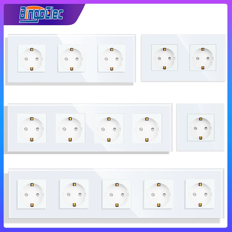 Bingoelec-EU-16A-European-Wall-Socket-Glass-Panel-Wall-Power-Socket-85 ...