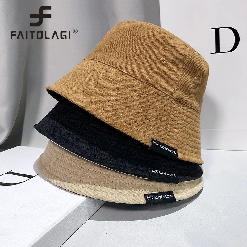 Solid Color Bucket Hat For Men Women Fashion Panama Basin Cap