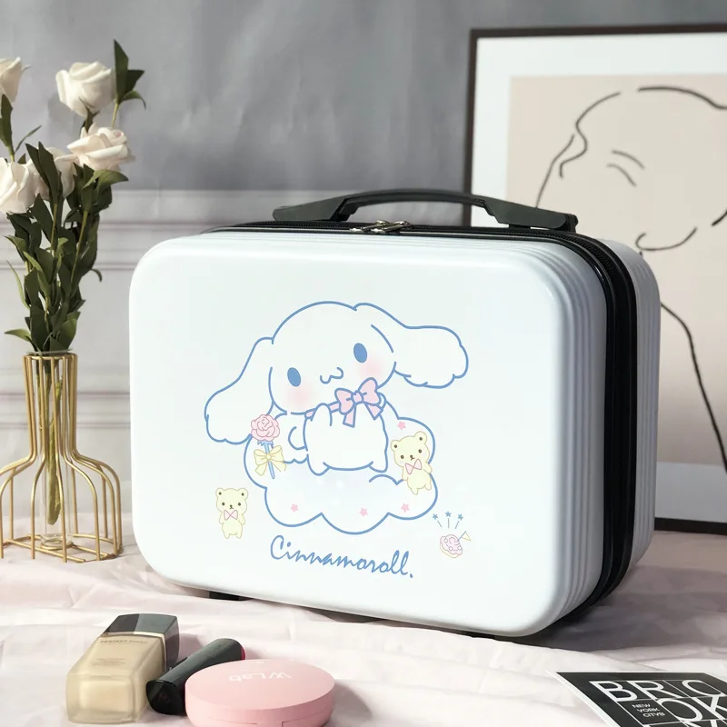 

2023 Sanrio чемодан Kawaii Hello Kitty Kuromi Cinnamoroll Японский новый мультфильм Pu Ladys коробка для макияжа милые девушки чемодан подарок