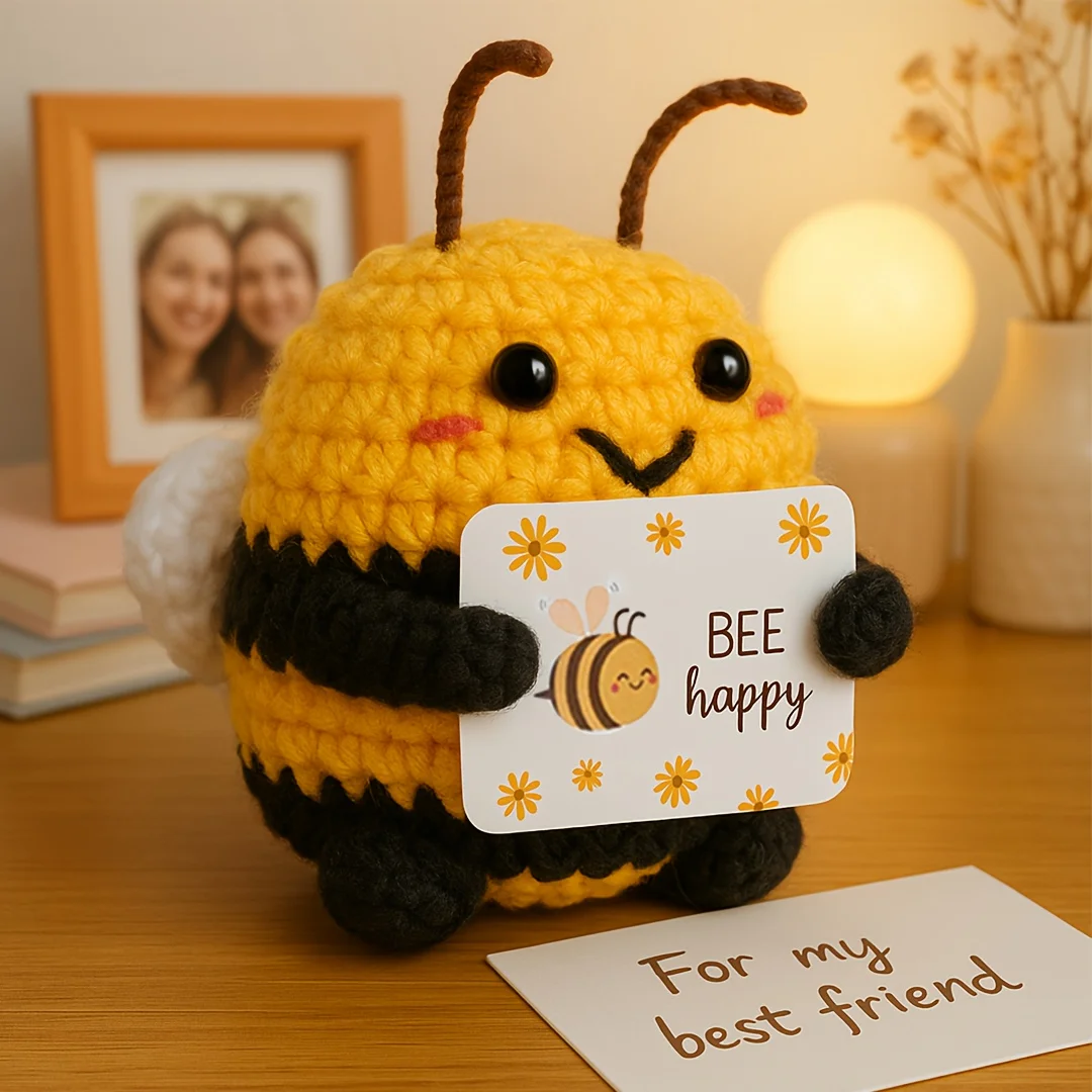 DIY Hand-Knit Positive Bee: An Inspiring Energy Doll. Ideal for Keychains, Bags, Or Home Decor. DIY Hand-Knit Positive Bee: An Inspiring Energy Doll. Ideal for Keychains, Bags, Or Home Decor.
