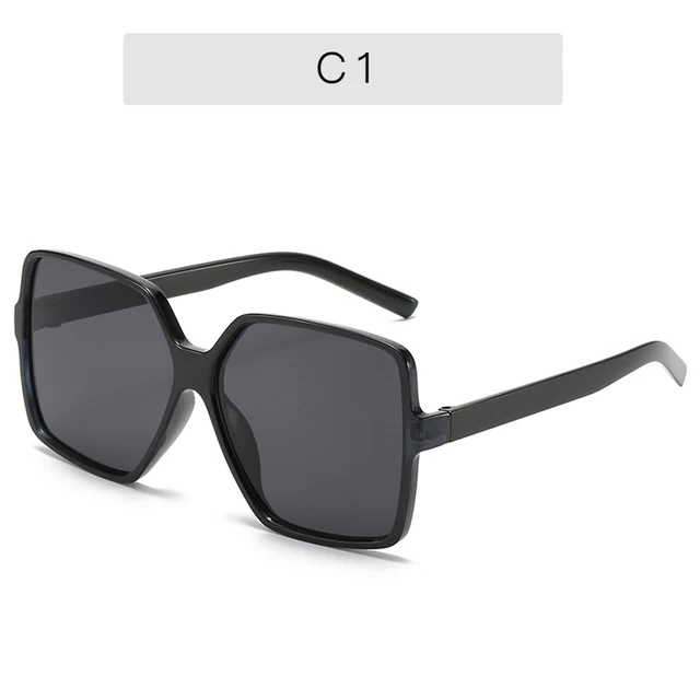 Black Square Oversized Sunglasses Women Big Frame Colorful Sun Glasses Female Mirror Oculos Unisex Gradient Hip Hop Shades C1 Black-Gray
