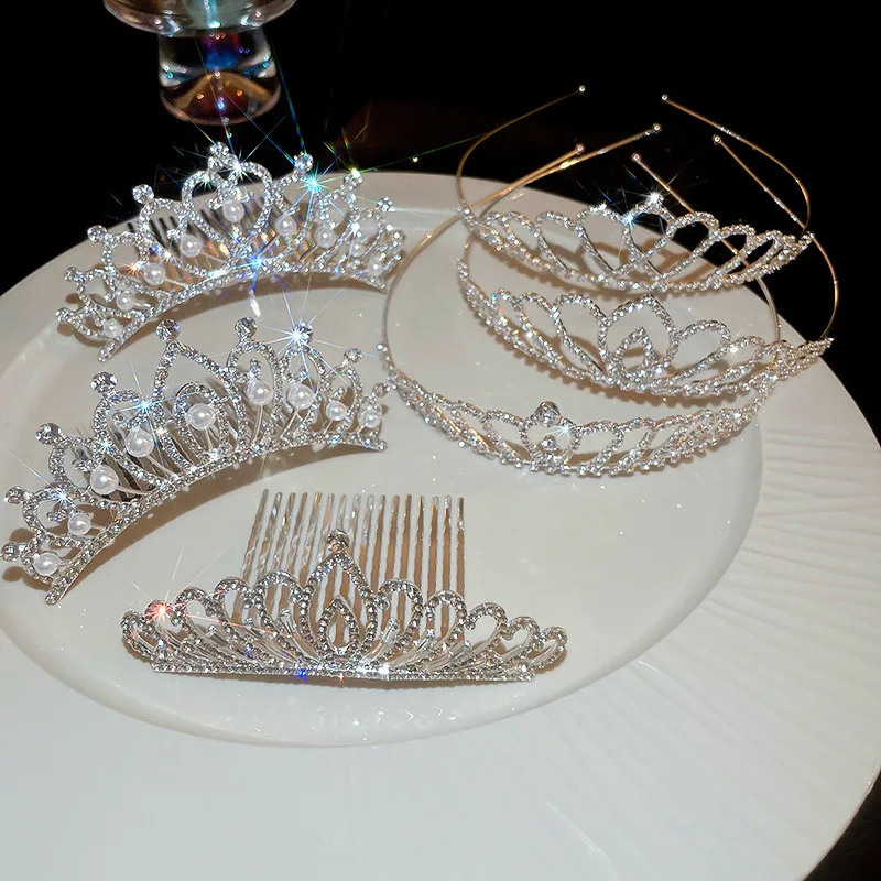 Diademas de corona de boda de lujo con diamantes de imitación brillantes para el cabello, Tiaras y tocados de novia para mujer, joyería elegante y versátil - Imagen 4