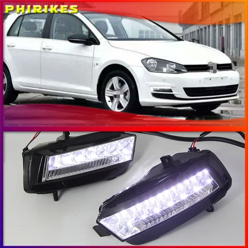 

1 комплект Светодиодный дневной светильник автомобильные аксессуары 12V DRL Противотуманные фары Крышка для VW Volkswagen Golf 7 2013 2014 2015 2016