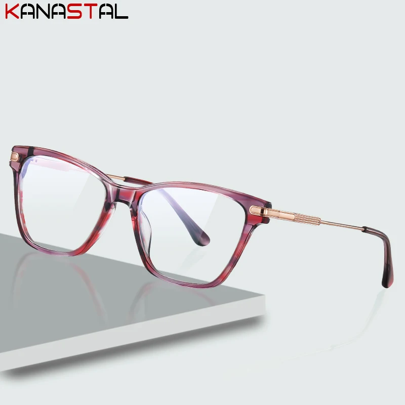 

Women Eyeglasses Frame Men Blue Light Blocking Reading Glasses Optics Lenses Prescription Myopia Anti Ray Acetate Metal Eyewear