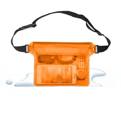 Waterproof PVC Beach & Diving Bag with Underwater Phone Case (Orange)