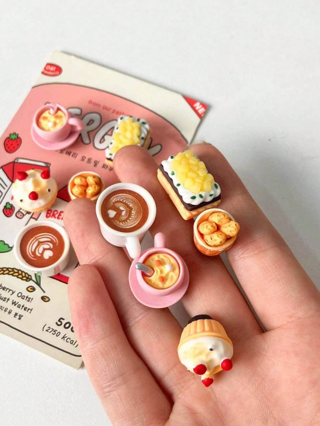 Refrigerator Decor Magnetic Fridge Magnets Mini Latte Cake Bread Cartoon Food Fridge Magnet 5Pcs