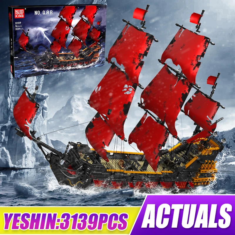 Mold King Ideas Pirate Ship Queen Revenges Pirate Ship Building Blocks Black Pearl Ship Bricks Model Toys Kids Regalo Di Natale