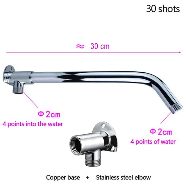 Brazo De Ducha De Acero Inoxidable Cuadrado - Extensión De Pared Para Cabezal De Techo, 40 Cm, Cromado
