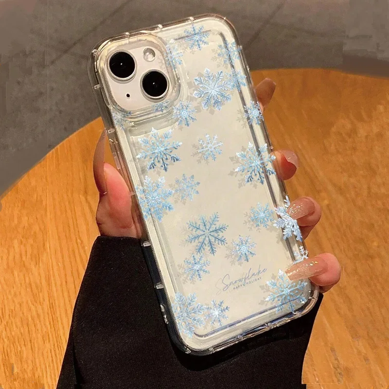 Winter Snowflake Protective Phone Case with Air Cushion Protection
