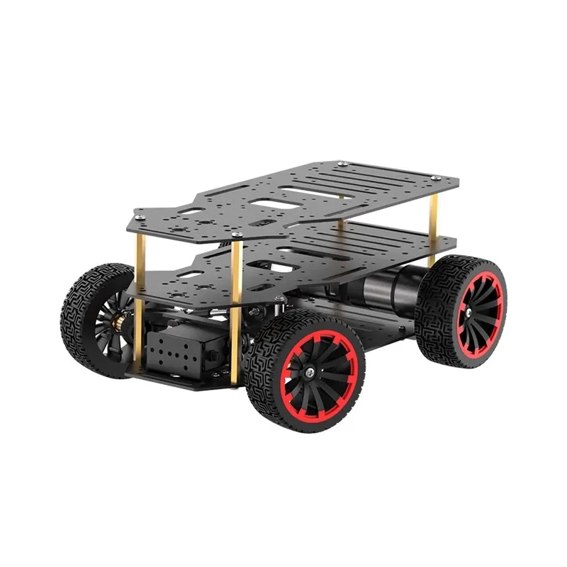 Robot Diy Kit Assembled Metal Ackerman Robot Car Chassis with 5KG Load Dual Encoder Motor Front Wheel Servo Steering Ros Robot Base