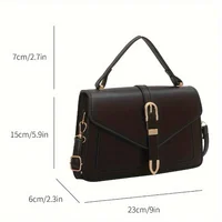 Sac à bandoulière minimaliste avec poignée supérieure et rabat pour femme, sac à main carré solide pour documents, design simple, à la mode 3
