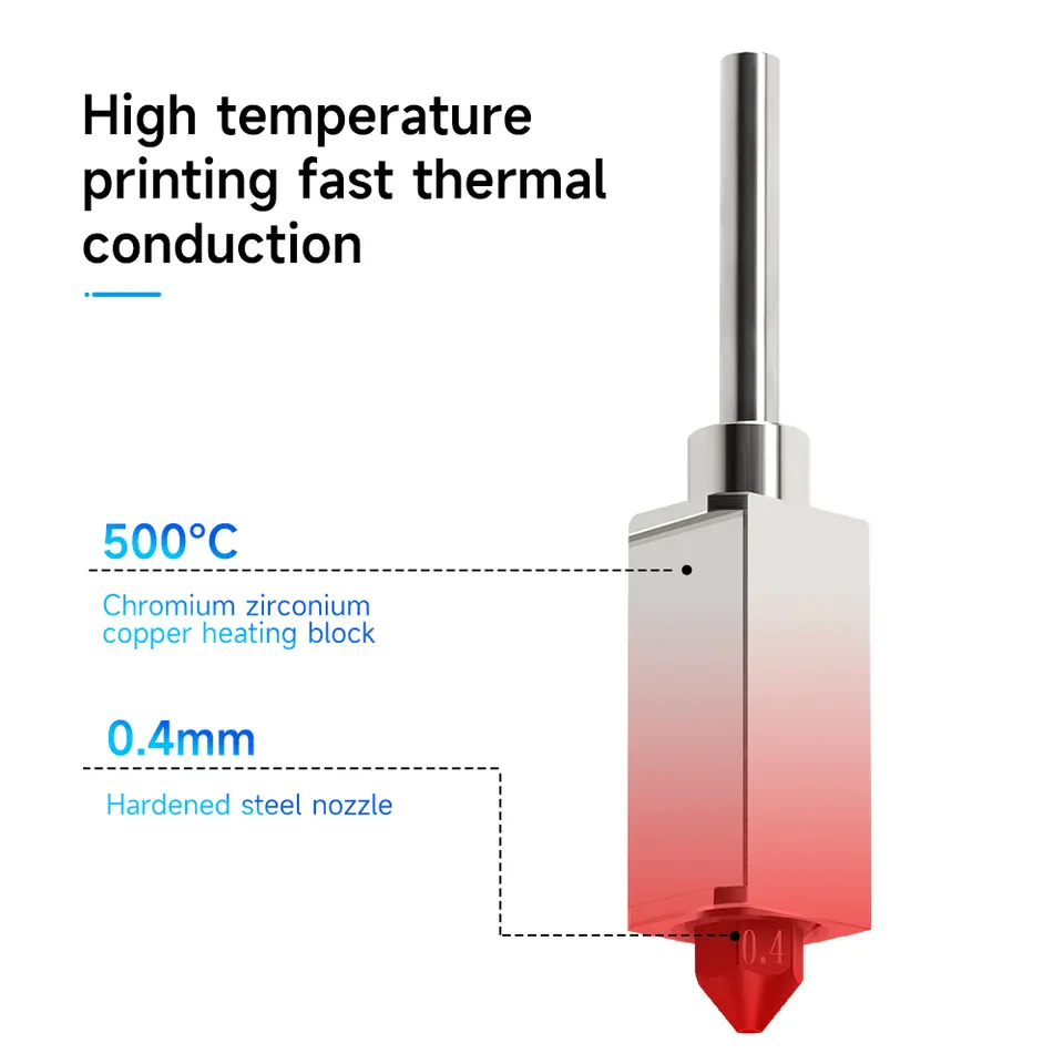 Hotend Kit For Bambu Lab X1 Carbon X1-Carbon Combo P1P 3D Printer 500C Upgraded Plated Copper Heater Block Hardened Steel Nozzle image 3