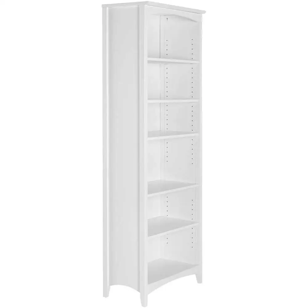 Solid Wood Shaker Style Bookcase 6 Shelves Adjustable Anti Tip Security Easy Care Modern Design Living Room Furniture 6