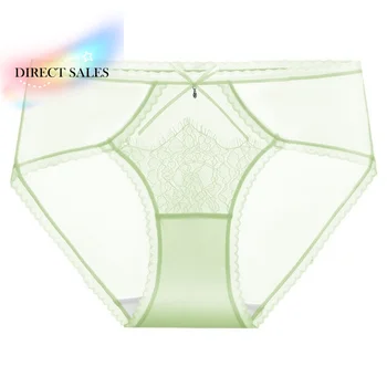 Comodi Slip a Vita Media in Pizzo, Intimo Femminile Trasparente in Rete, Eleganti Mutandine Sottili con Fiocco in Pizzo per Ragazze
