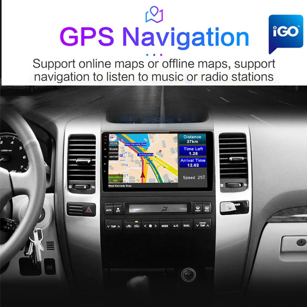 Ÿ  ũ  120 LC120 GPS ڵ  Ƽ̵  ÷̾ Autoradio ȵ̵ ׺̼ GX470 DVD 2din  DSP 4G
