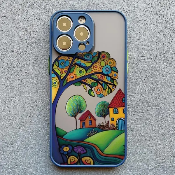 Hand Painted Forest House Phone Case For iphone 15 14 Pro Max Plus 11 13 12 Pro Max Mini X XR XS 7 8 Plus Shockproof Back Cover