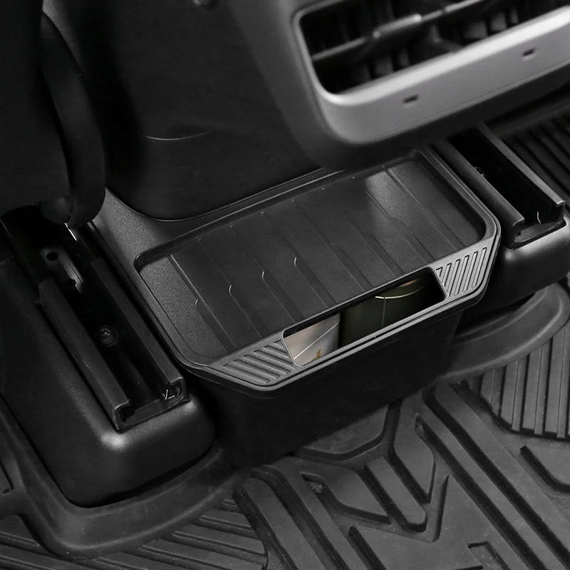 

For Tesla Model Y Rear Center Console Storage Box TPE Box with Cover Trash Can Under Seat Organizer Box Auto Interior Accessory