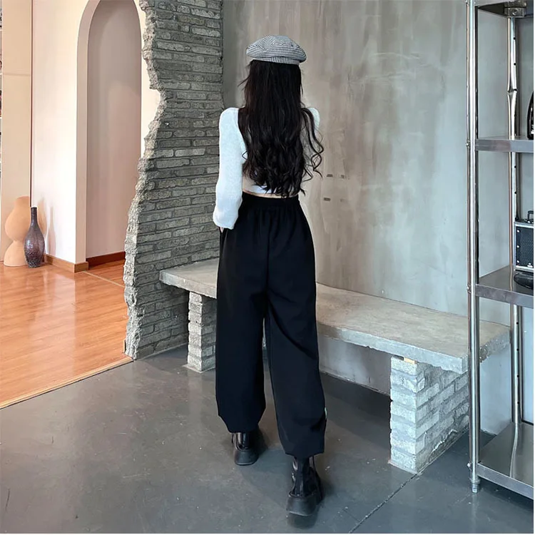 Black Y2K High Waist Trousers For Joggers Women Harajuku Korean Vintage Wide Leg Pants Pant Pantalon Femme Streetwear dress pants