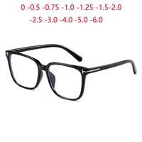 Anti Blue Rays Square Myopia Spectacles Women Men TR90 Student Oversized Prescription Glasses With Cylinder 0 -0.5 -0.75 To -6.0 1