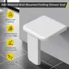 Folding Shower Seat Wall Mounted 485lbs Load-Bearing Flip-up Design Anti-slip ABS Material Seat Bathroom Hallway Sauna Room 3