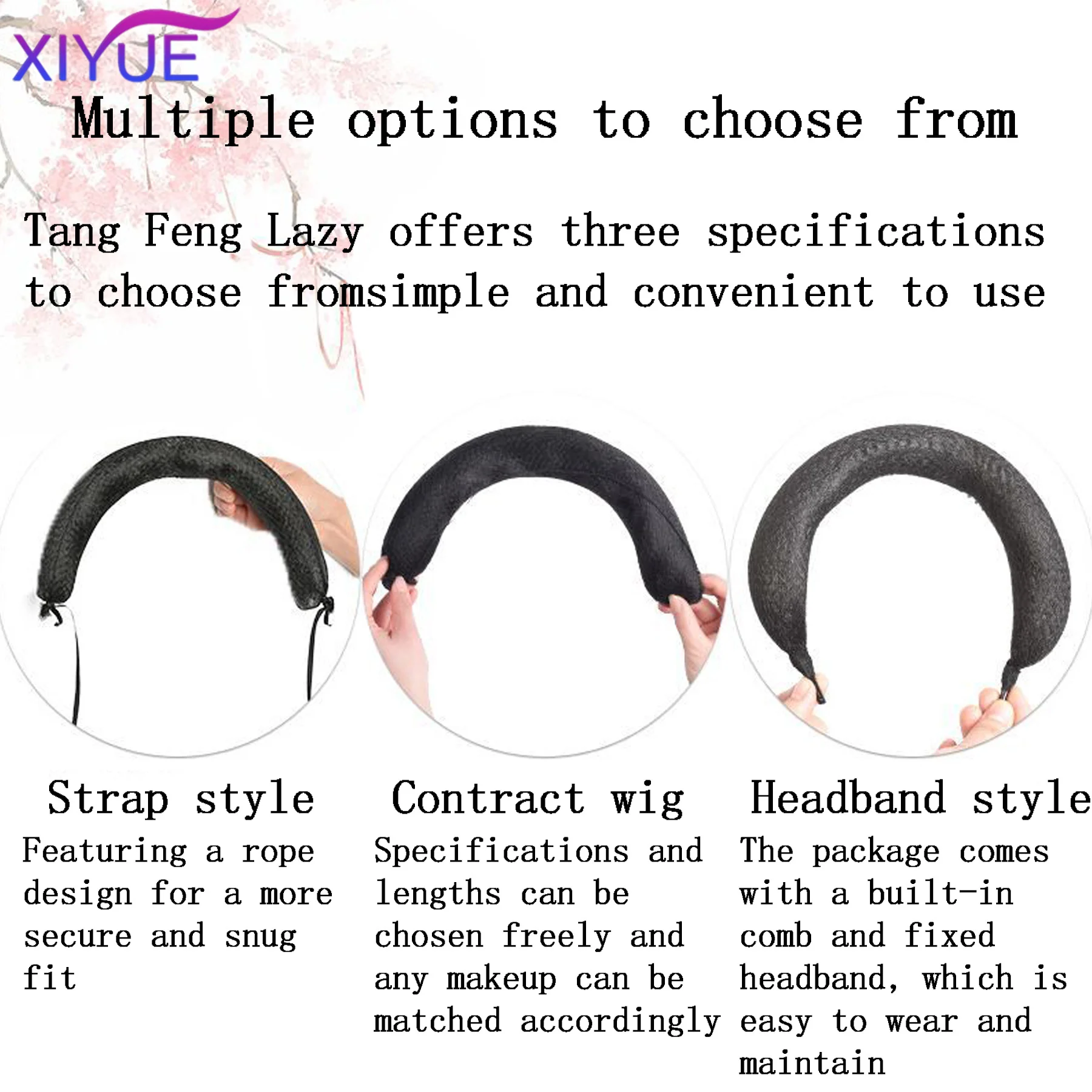 XIYUE Synthetic Ancient Costume Hanfu Wig Soft Pad Hair Bag Strap Type Bendable Round Ox Horn Stick Ancient Style Pad Hair