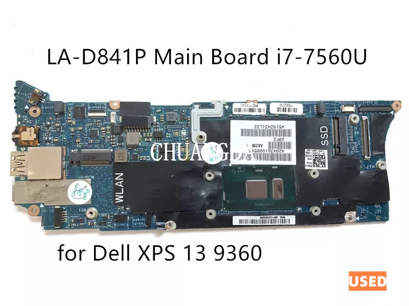 Usato Cn 0 D4J15 D4J15 0 D4J15 Per Dell Xps-13 9360 Mainboard La-D841P Scheda Madre Del Computer Portatile I7-7560 Cpu