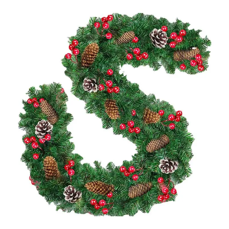 

2.7M Artificial Green Christmas Wreath Simulated Pine Tree Rattan Garland Festival Wedding Party Decor for Fireplace Door Window