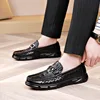 Spring New Shoes for Men Genuine Leather Casual Shoes Crocodile Print Cool Slip-on Loafers Soft Comfortable Flat Skate Shoes 2