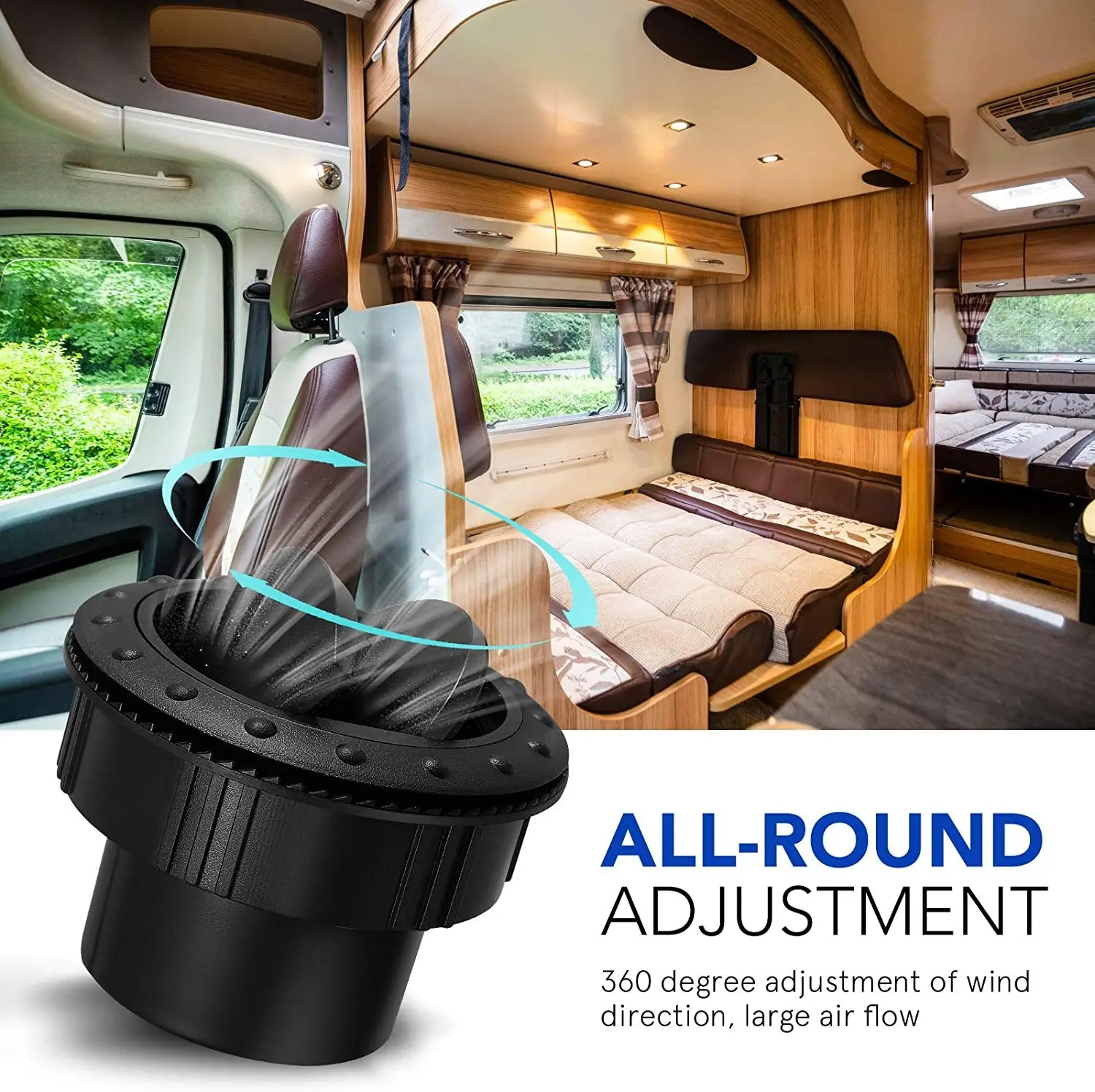 65MM 자동차 대시 보드 에어컨 통풍구 범용 2.55 인치 손잡이 유형 회전 공기 배출구 버스 RV 캠핑카 ATV A/C