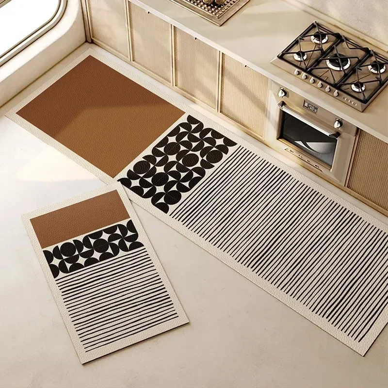 Carpet for Kitchen Rug PVC Waterproof Floor Mat Anti-slip Long Carpets Leather Oil-proof Foot Mats Japanese Home Decoration Rugs 4