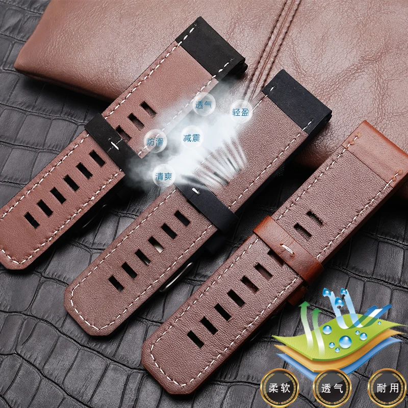 Substitute Feineishi Fenix 1/2/3 Generation 3HR Fenix-5x MK1/2 Series Straight Interface Leather Watchband 26mm