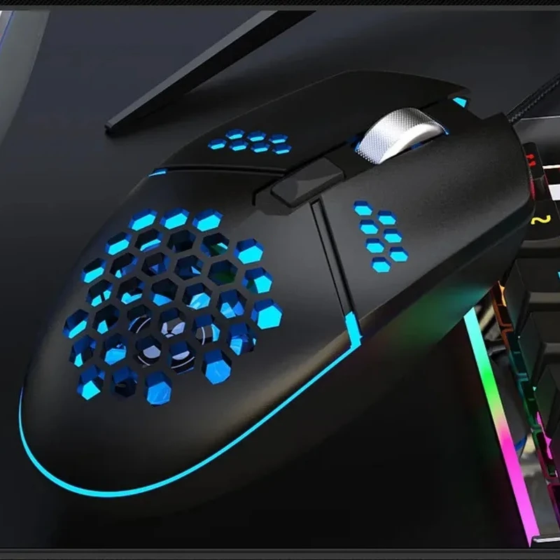 Electronic Sports Games Wired Optical Mouse 6 Buttons 8000dpi Lightweight Design Rgb Lighting Fan Cooling Business Office Game