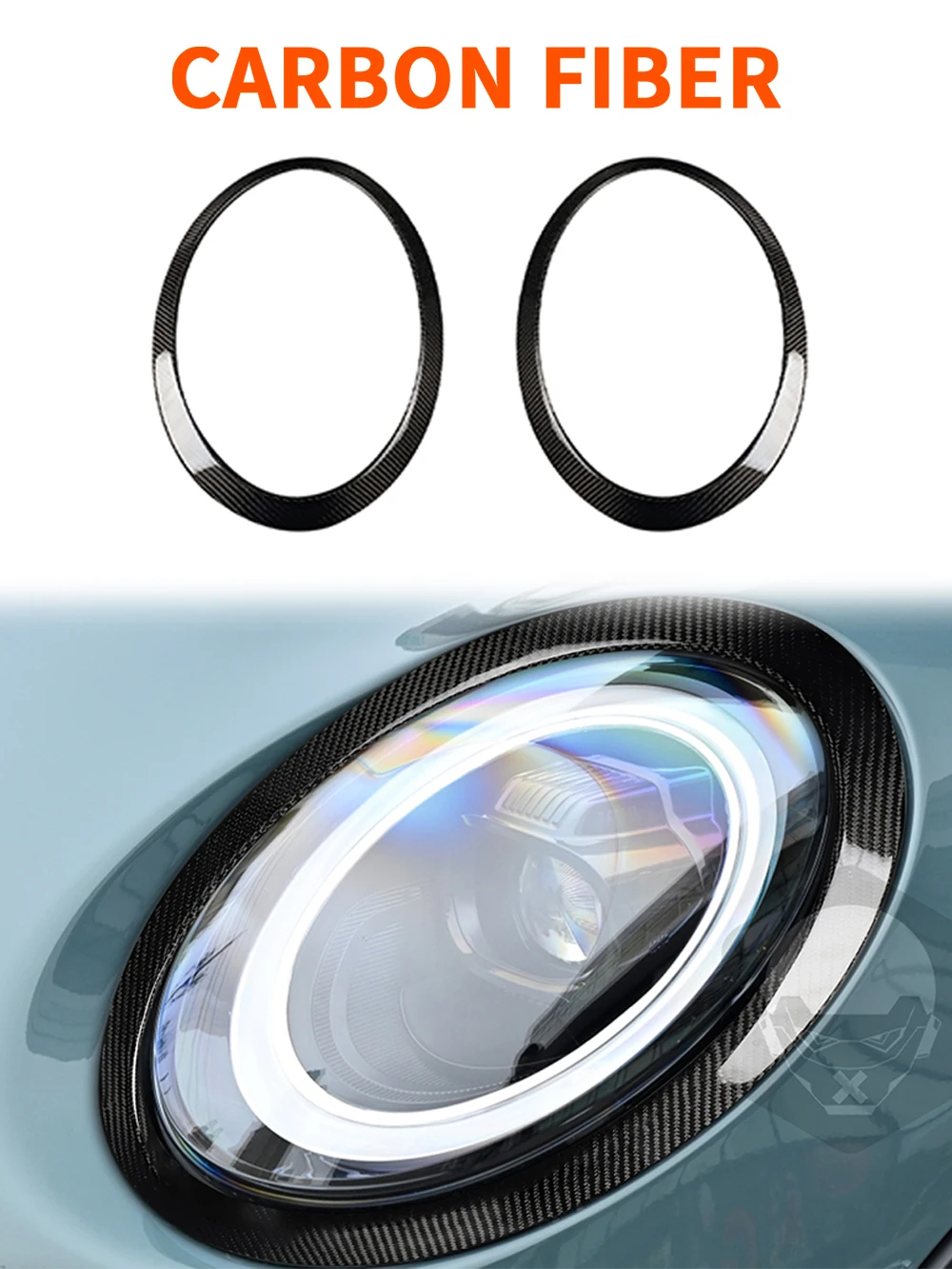 For BMW Mini F55 2015+ F56 2014+ F57 2016+ Front Headlight Headlam Frames Real Carbon Fiber Car Exterior Refit Accessories