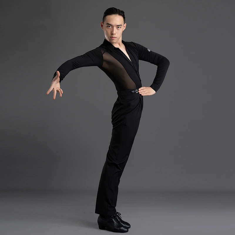 Streep Latin Broek Mannen Stage Performance Kostuum Ballroom