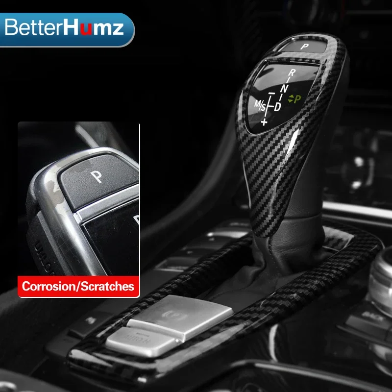 BMW F10 F12 F30 F20 F07 F15 F25 F26 X3 X4 F32 F22 카본 파이버 자동차 내부 ABS 기어 변속 노브 커버 스티커 액세서리