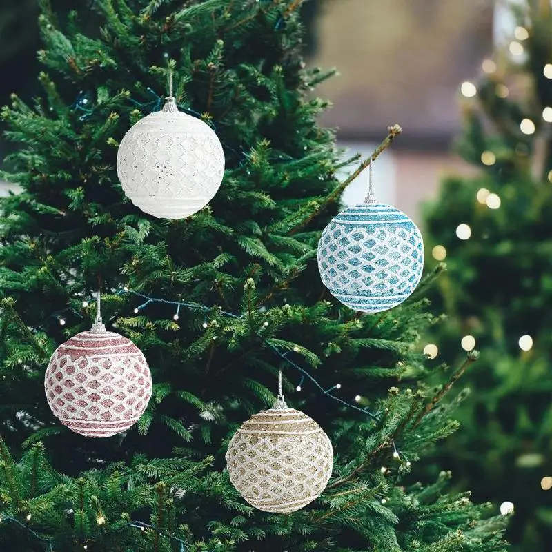 

Glitter Balls Christmas Tree Hanging Ornament Christmas Pendant Foam Ball DIY Holiday Party Valentine's Day fireplace Decoration