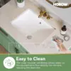 Undermount Bathroom Sink Rectangle, 20 x 15 Inch Rectangular Vessel Sink with Overflow, Ceramic Under Counter Sink for Bathroom 4